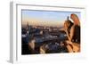 Looking Out over City, Paris, France from Roof, Notre Dame Cathedral with a Gargoyle in Foreground-Paul Dymond-Framed Photographic Print