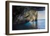 Looking Out to Sea from Inside a Large Sea Cave, New Zealand-James White-Framed Photographic Print