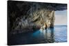 Looking Out to Sea from Inside a Large Sea Cave, New Zealand-James White-Stretched Canvas