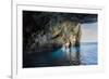 Looking Out to Sea from Inside a Large Sea Cave, New Zealand-James White-Framed Photographic Print