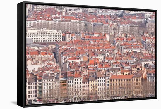 Looking over the Rooftops of the City of Lyon, Rhone-Alpes, France, Europe-Julian Elliott-Framed Stretched Canvas