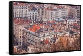 Looking over the Rooftops of the City of Lyon, Rhone-Alpes, France, Europe-Julian Elliott-Framed Stretched Canvas