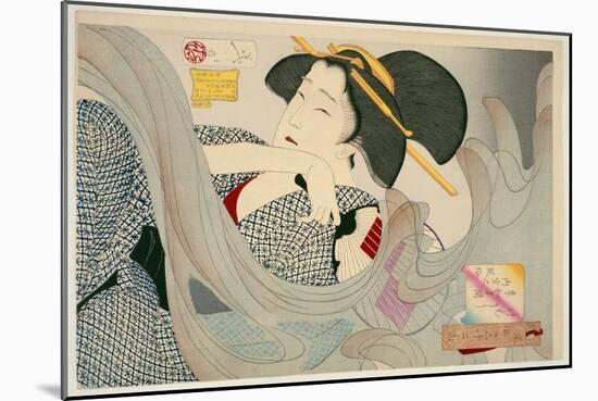 Looking Smoky. a Housewife of the Kyowa Era Kemuso Kyowa Nenkan Naishitsu No Fuzoku, 1880-Tsukioka Kinzaburo Yoshitoshi-Mounted Giclee Print