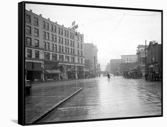 Looking South across Pike St. at Fourth, 1908-Ashael Curtis-Framed Stretched Canvas