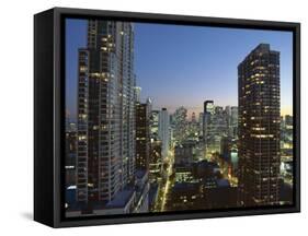 Looking South Down Rush and Wabash Street in the Evening, Near North of Downtown Area, Illinois-Robert Francis-Framed Stretched Canvas