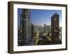 Looking South Down Rush and Wabash Street in the Evening, Near North of Downtown Area, Illinois-Robert Francis-Framed Photographic Print