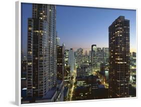 Looking South Down Rush and Wabash Street in the Evening, Near North of Downtown Area, Illinois-Robert Francis-Framed Photographic Print