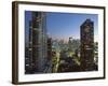 Looking South Down Rush and Wabash Street in the Evening, Near North of Downtown Area, Illinois-Robert Francis-Framed Photographic Print