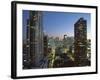 Looking South Down Rush and Wabash Street in the Evening, Near North of Downtown Area, Illinois-Robert Francis-Framed Photographic Print