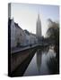 Looking South West Along Dijver, Towards the Church of Our Lady, Bruges, Belgium-White Gary-Stretched Canvas