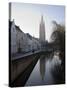 Looking South West Along Dijver, Towards the Church of Our Lady, Bruges, Belgium-White Gary-Stretched Canvas