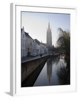 Looking South West Along Dijver, Towards the Church of Our Lady, Bruges, Belgium-White Gary-Framed Photographic Print