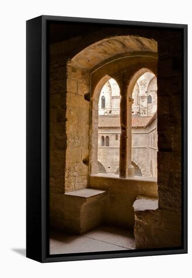 Looking Through a Window in the Palais De Papes-Julian Elliott-Framed Stretched Canvas