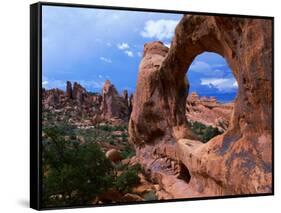 Looking Through an Arch in Arches National Monument, Utah, Arches National Park, USA-Mark Newman-Framed Stretched Canvas