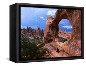 Looking Through an Arch in Arches National Monument, Utah, Arches National Park, USA-Mark Newman-Framed Stretched Canvas