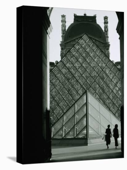 Looking Through an Arched Entrance of the Musee Du Louvre Towards the Glass Pyramid, Paris, France-Mark Newman-Stretched Canvas