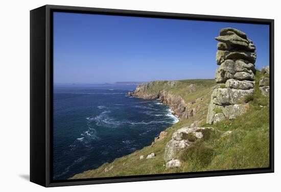 Looking to Sennen Cove from Lands End, Summer Sunshine, Cornwall, England, United Kingdom, Europe-Peter Barritt-Framed Stretched Canvas