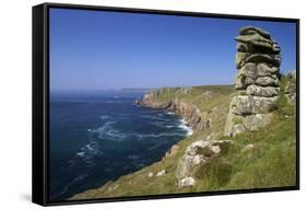 Looking to Sennen Cove from Lands End, Summer Sunshine, Cornwall, England, United Kingdom, Europe-Peter Barritt-Framed Stretched Canvas
