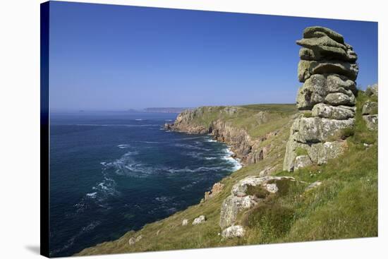 Looking to Sennen Cove from Lands End, Summer Sunshine, Cornwall, England, United Kingdom, Europe-Peter Barritt-Stretched Canvas