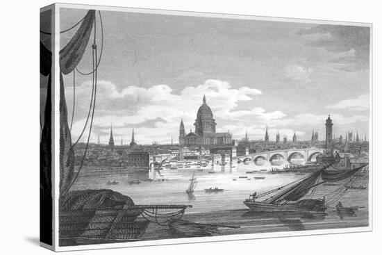 Looking Towards Blackfriars Bridge from the West, London, 1810-null-Stretched Canvas