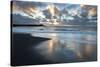 Looking Towards the North Atlantic at Sunrise from the Black Volcanic Sand Beach at Vik I Myrdal-Lee Frost-Stretched Canvas