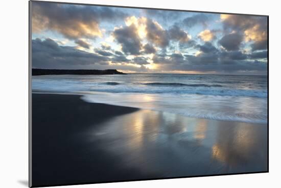 Looking Towards the North Atlantic at Sunrise from the Black Volcanic Sand Beach at Vik I Myrdal-Lee Frost-Mounted Photographic Print