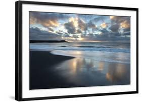 Looking Towards the North Atlantic at Sunrise from the Black Volcanic Sand Beach at Vik I Myrdal-Lee Frost-Framed Photographic Print