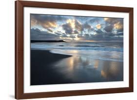 Looking Towards the North Atlantic at Sunrise from the Black Volcanic Sand Beach at Vik I Myrdal-Lee Frost-Framed Photographic Print