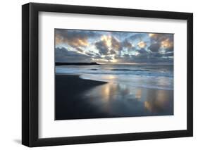 Looking Towards the North Atlantic at Sunrise from the Black Volcanic Sand Beach at Vik I Myrdal-Lee Frost-Framed Premium Photographic Print