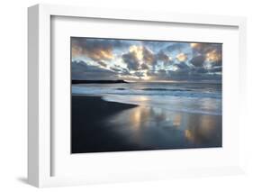 Looking Towards the North Atlantic at Sunrise from the Black Volcanic Sand Beach at Vik I Myrdal-Lee Frost-Framed Photographic Print