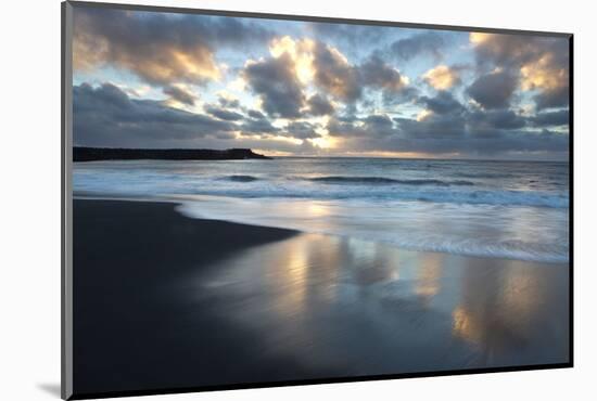 Looking Towards the North Atlantic at Sunrise from the Black Volcanic Sand Beach at Vik I Myrdal-Lee Frost-Mounted Photographic Print