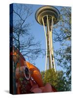 Looking up at the Space Needle, Seattle, Washington, USA-Janis Miglavs-Stretched Canvas