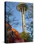 Looking up at the Space Needle, Seattle, Washington, USA-Janis Miglavs-Stretched Canvas