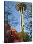 Looking up at the Space Needle, Seattle, Washington, USA-Janis Miglavs-Stretched Canvas