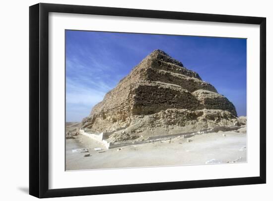 Looking Up from the Foot of Step Pyramid of King Djoser (Zozer), Saqqara, Egypt, C2600 Bc-Imhotep-Framed Premium Photographic Print