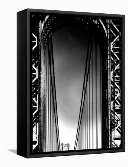 Looking up to Tower on the George Washington Bridge-Margaret Bourke-White-Framed Stretched Canvas