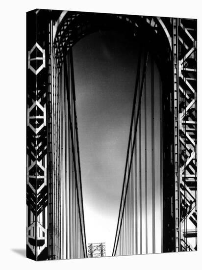 Looking up to Tower on the George Washington Bridge-Margaret Bourke-White-Stretched Canvas