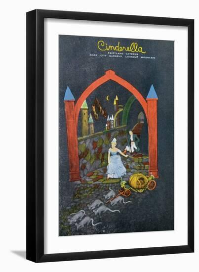 Lookout Mountain, Tennessee - Fairyland Caverns, Interior View of Cinderella Running from Prince-Lantern Press-Framed Art Print