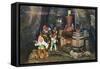 Lookout Mountain, Tennessee - Fairyland Caverns, Interior View of Gnomes at a Moonshine Still-Lantern Press-Framed Stretched Canvas