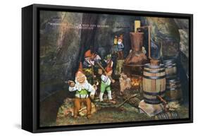 Lookout Mountain, Tennessee - Fairyland Caverns, Interior View of Gnomes at a Moonshine Still-Lantern Press-Framed Stretched Canvas
