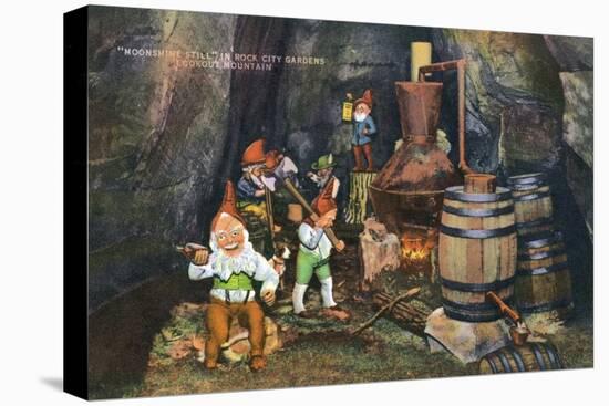 Lookout Mountain, Tennessee - Fairyland Caverns, Interior View of Gnomes at a Moonshine Still-Lantern Press-Stretched Canvas