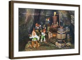 Lookout Mountain, Tennessee - Fairyland Caverns, Interior View of Gnomes at a Moonshine Still-Lantern Press-Framed Art Print