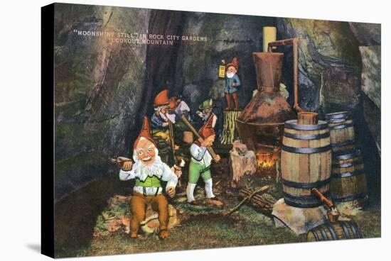 Lookout Mountain, Tennessee - Fairyland Caverns, Interior View of Gnomes at a Moonshine Still-Lantern Press-Stretched Canvas