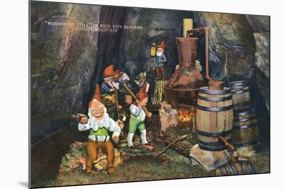 Lookout Mountain, Tennessee - Fairyland Caverns, Interior View of Gnomes at a Moonshine Still-Lantern Press-Mounted Premium Giclee Print