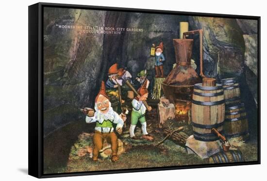 Lookout Mountain, Tennessee - Fairyland Caverns, Interior View of Gnomes at a Moonshine Still-Lantern Press-Framed Stretched Canvas