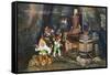 Lookout Mountain, Tennessee - Fairyland Caverns, Interior View of Gnomes at a Moonshine Still-Lantern Press-Framed Stretched Canvas