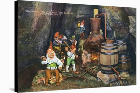 Lookout Mountain, Tennessee - Fairyland Caverns, Interior View of Gnomes at a Moonshine Still-Lantern Press-Stretched Canvas