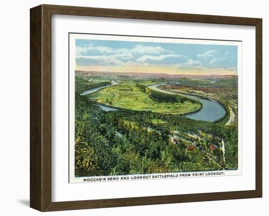 Lookout Mountain, Tennessee - Moccasin Bend, Lookout Battlefield View from Mt-Lantern Press-Framed Art Print