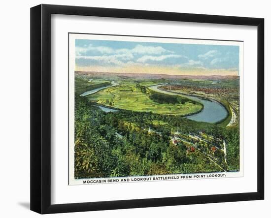 Lookout Mountain, Tennessee - Moccasin Bend, Lookout Battlefield View from Mt-Lantern Press-Framed Art Print