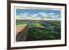 Lookout Mountain, Tennessee - View 7 States from Point Lookout: AL, TN, KY, VA, NC, SC, GA-Lantern Press-Framed Art Print